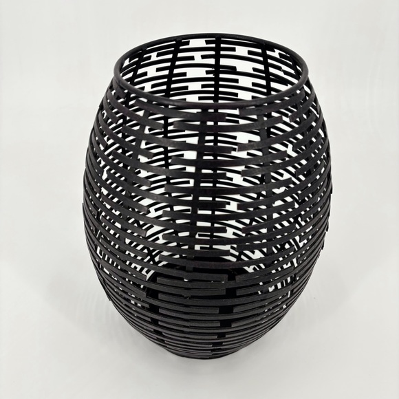 Bronze Metal Wicker Look Barrel Shaped Decor Pieces, Set of Two - Picture 5 of 16